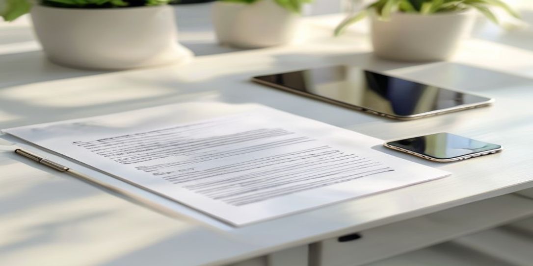 A clean, professional, and unbranded invoice template on a desk.