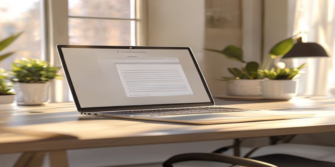 Professional blank invoice template displayed on a laptop screen