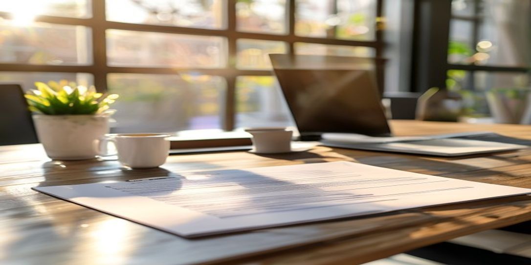 Professional California independent contractor invoice form on a clean desk