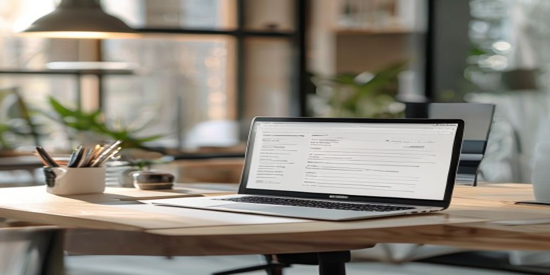 Professional laptop screen showing a clean, simple California self-employed invoice template