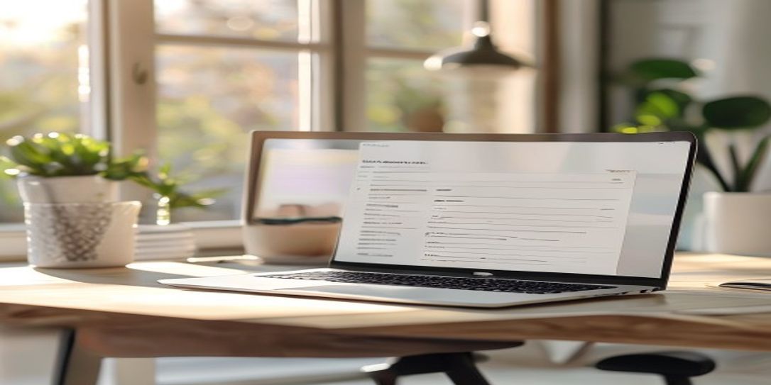 Professional freelancer using online invoice software on a laptop
