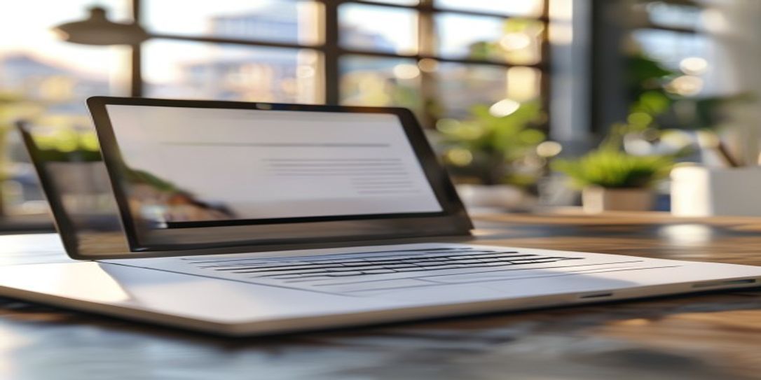 Professional laptop screen showing a California freelance invoice template
