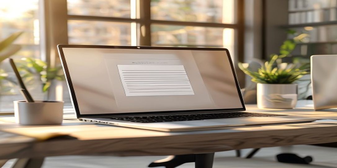 Professional invoice on laptop screen