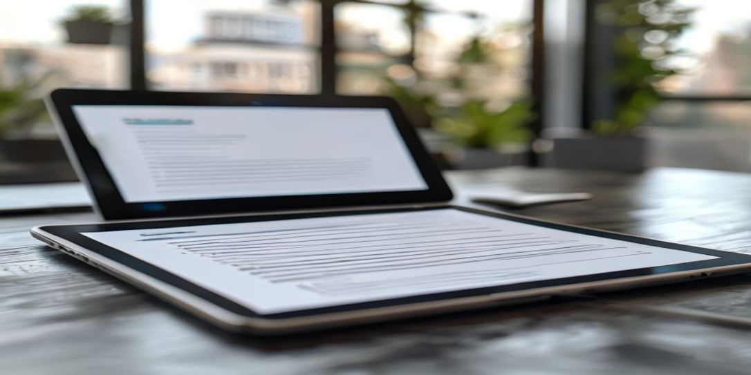 Professional California freelance invoice template displayed on a tablet