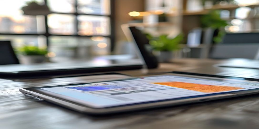 Professional financial invoice software on a digital tablet for small business tax compliance