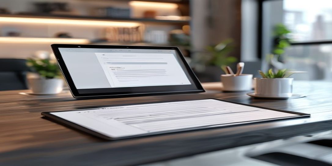 Professional freelancer using a modern invoice maker app on a tablet