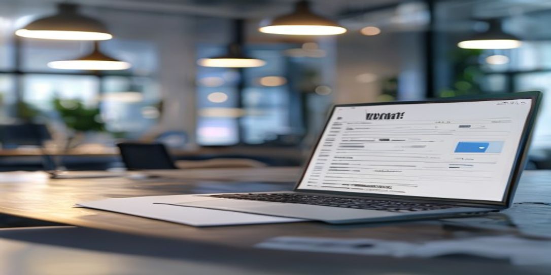 Professional laptop screen displaying an hourly invoice template for a Texas freelancer