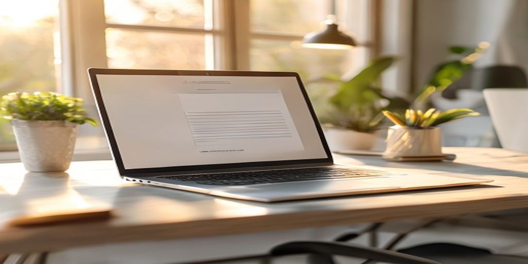 Professional laptop display showing a clean, unbranded invoice template