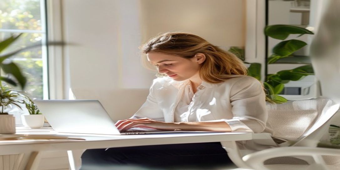 Independent marketing consultant using laptop to manage recurring invoices