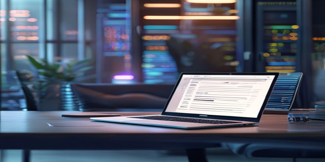 Professional IT consultant using recurring invoice software on a laptop
