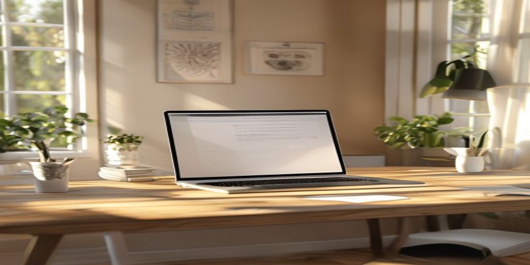 Professional self-employed freelancer working on an invoice template on a laptop