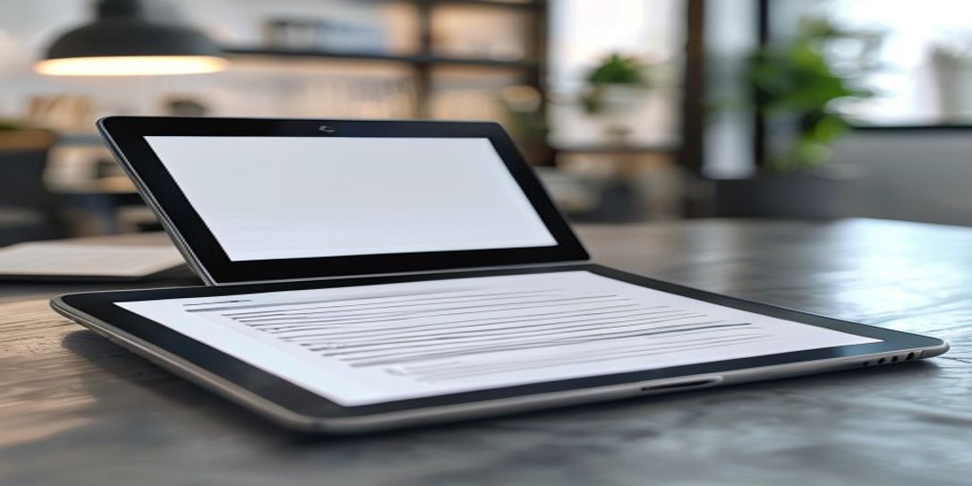Professional invoice template on a tablet screen for small business owners