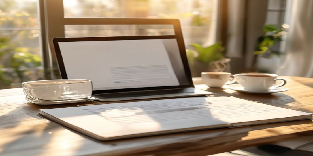 Professional invoice template on a laptop screen for freelance writers