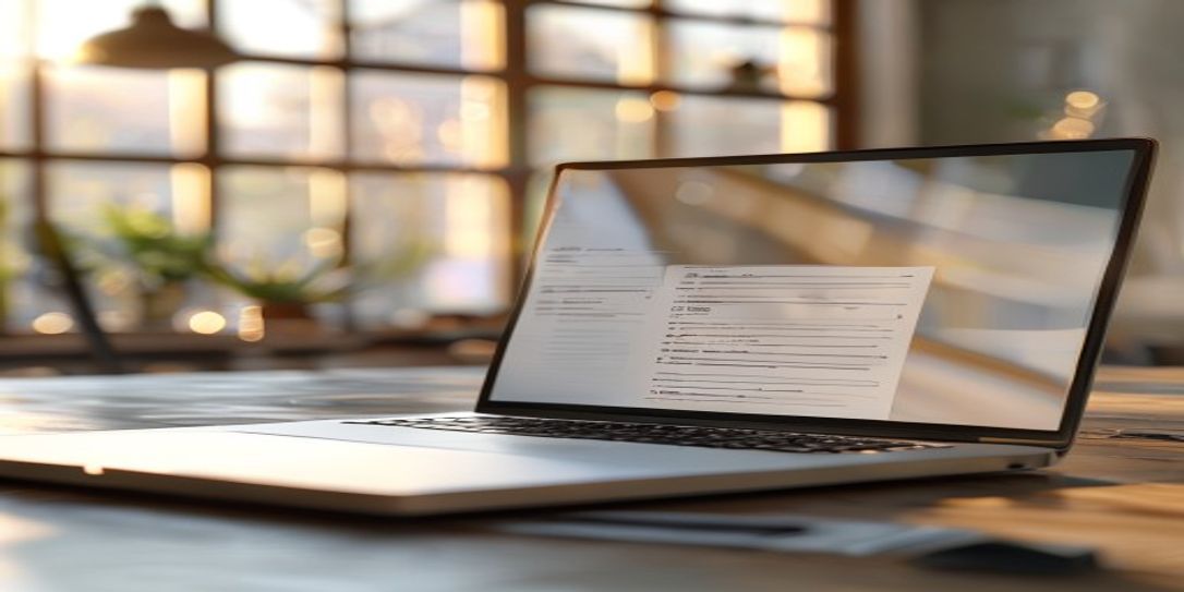 Professional cloud invoicing software on a laptop screen in a creative studio